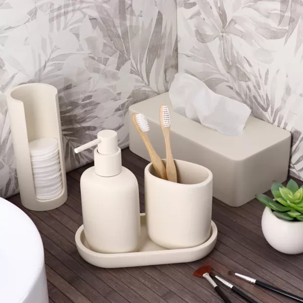 Ovalt opbevaringsbakke (19,5 cm) Japandi Beige