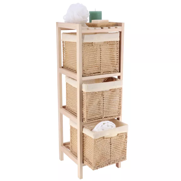 Aufbewahrungsmöbel 3 Körbe (H77 cm) Paulownia Beige