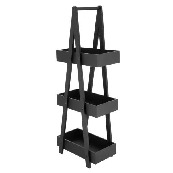 Regal aus Bambus 3 Ebenen (H81 cm) Pyramide Schwarz