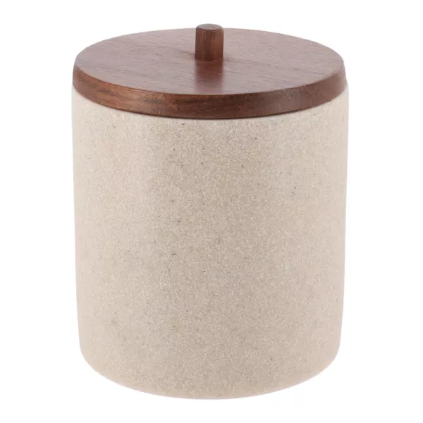 Boite � coton bois Acacia Naturel