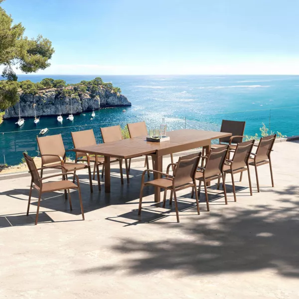 Uitschuifbare tuintafel aluminium 10 personen (135/270 x 90 cm) Murano Brons