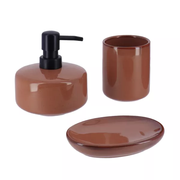 Set d'accessoires salle de bain gr�s laqu� Season color Ambre