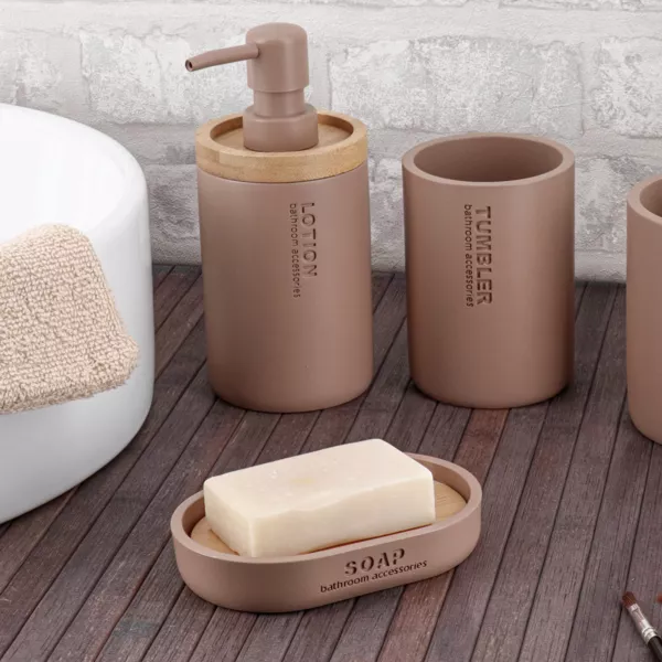 Badeværelsestilbehørssæt Purebamboo Cappuccino