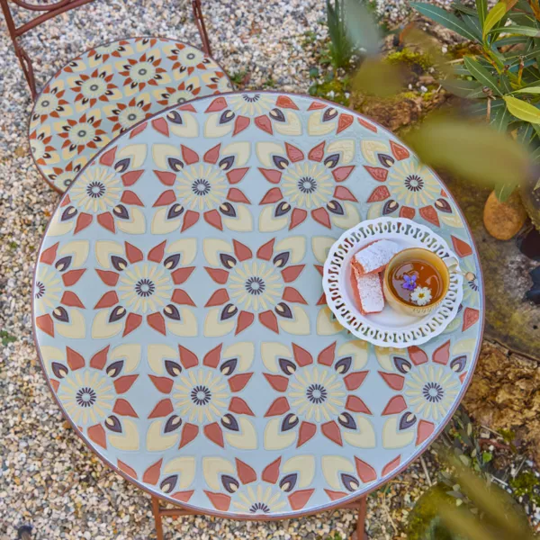 Table bistrot ronde pliable en mosa�que (D58 cm) Lyon Marron