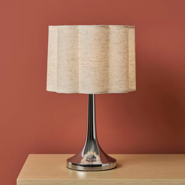 L�mpara de mesa de metal y lino (H33 cm) Tulip�n Plata