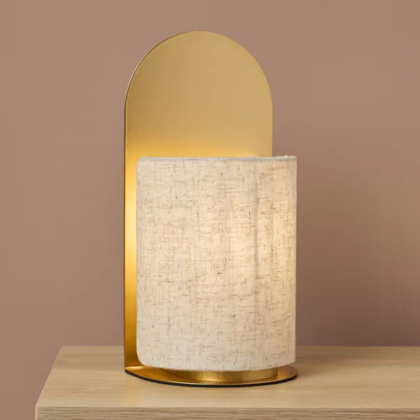 L�mpara de mesa de metal y lino (H27 cm) Ornella Oro