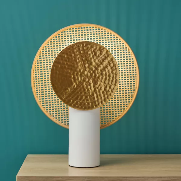 Lampada da tavolo in metallo e bamb� (H32 cm) Olympe Beige e dorato