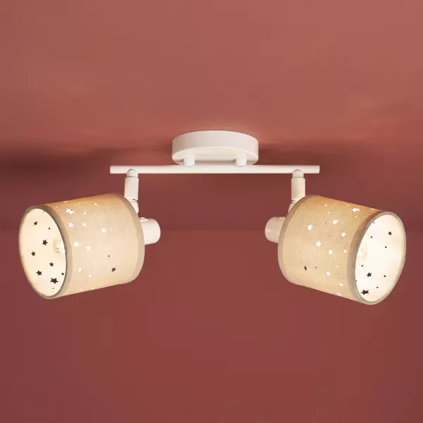 Applique murale 2 abat-jour orientables m�tal et lin (30 x 17 cm) Estrella Beige