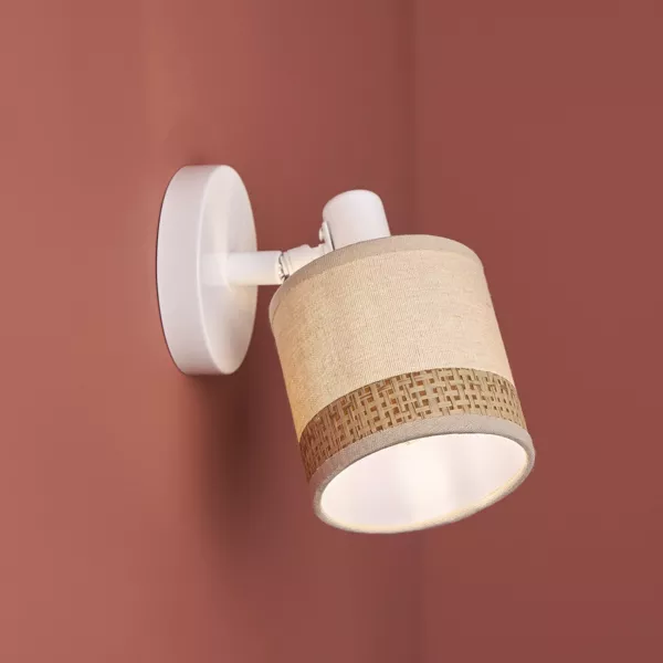 Lampada da parete orientabile metallo e rattan (10 x 17,5 cm) Bohemia Beige