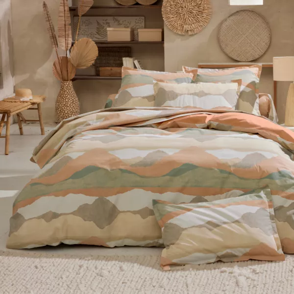 Housse de couette percale de coton (200 x 200 cm) Land Beige Craie