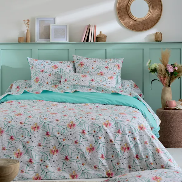 Housse de couette percale de coton (280 x 240 cm) Roxane Multicolore