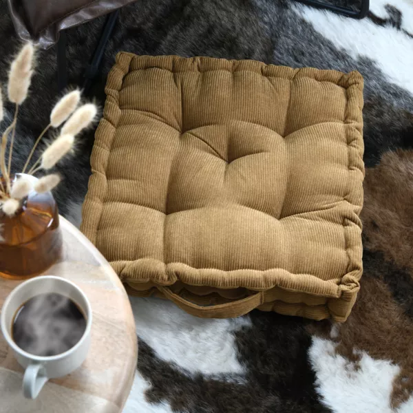 Vierkant fluwelen vloerkussen (45 x 45 cm) Dandy Camel