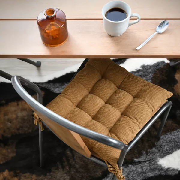 Coussin de chaise carr� velours (38 x 38 cm) Dandy Camel