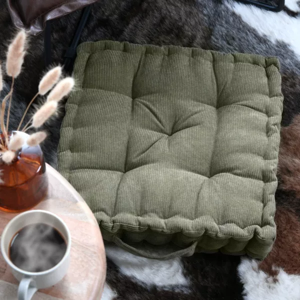 Cuscino da pavimento quadrato in velluto (45 x 45 cm) Dandy Verde cachi