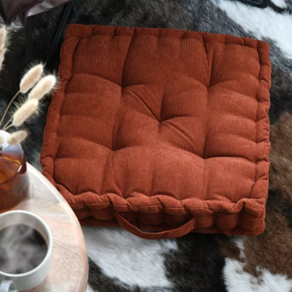 Vierkant fluwelen vloerkussen (45 x 45 cm) Dandy Terrakotta