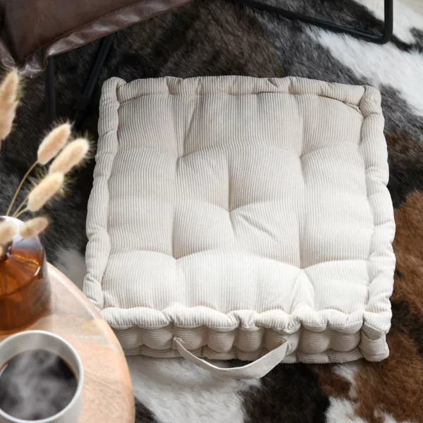 Quadratisches Bodenkissen Samt (45 x 45 cm) Dandy Beige
