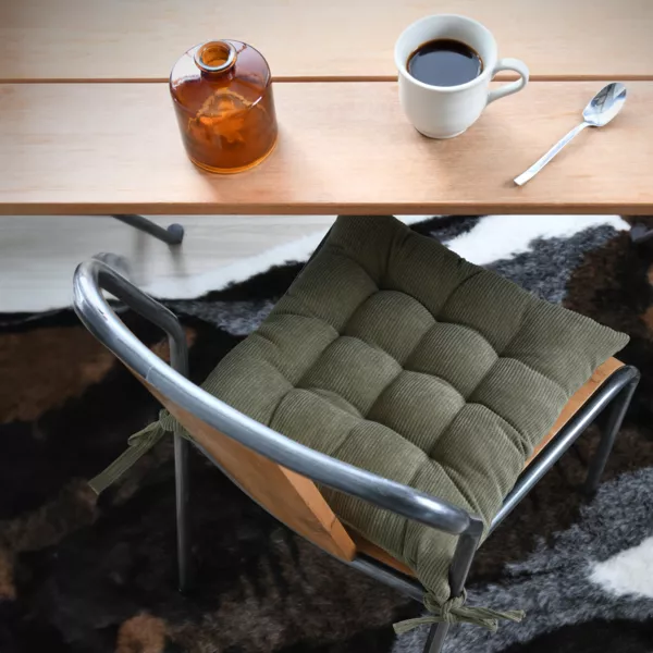 Cuscino per sedia quadrato in velluto (38 x 38 cm) Dandy Verde cachi