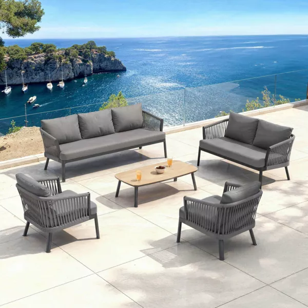 Salon de jardin en aluminium 7 places 5 pcs Amalfi Gris anthracite
