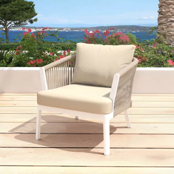 Sill�n de jard�n de relax en aluminio Amalfi Blanco y beige