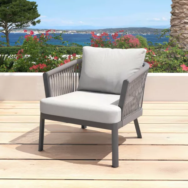 Fauteuil de jardin d�tente en aluminium Amalfi Gris anthracite et gris clair