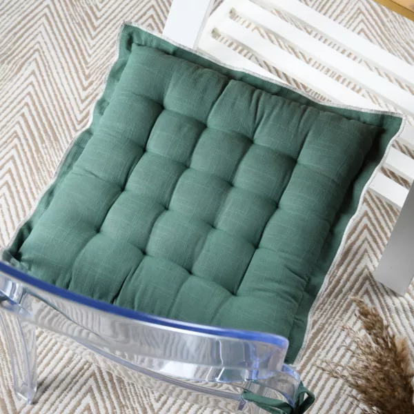 Coj�n de silla cuadrado de algod�n (38 x 38 cm) Helios Verde Pino
