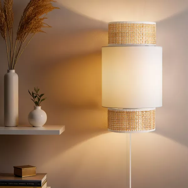 V�glampe i rattan (H33 cm) Gigogne Hvid