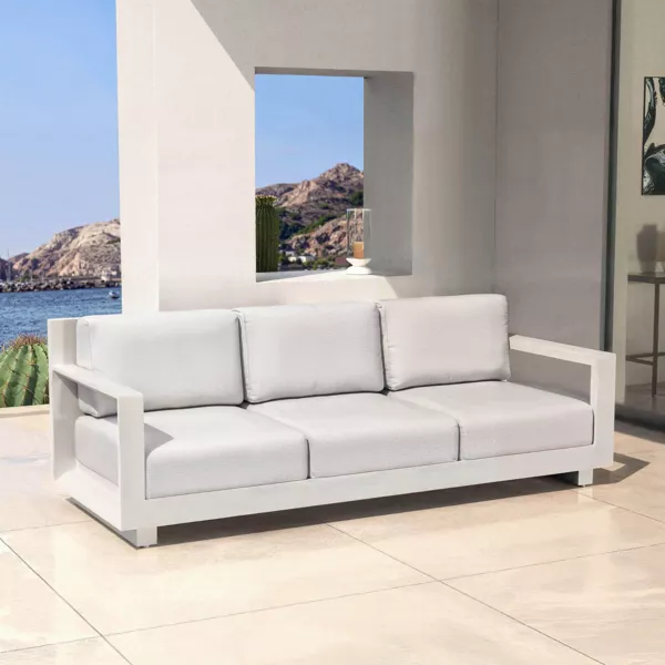 Canap� de jardin en aluminium 3 places Elba Blanc et gris clair
