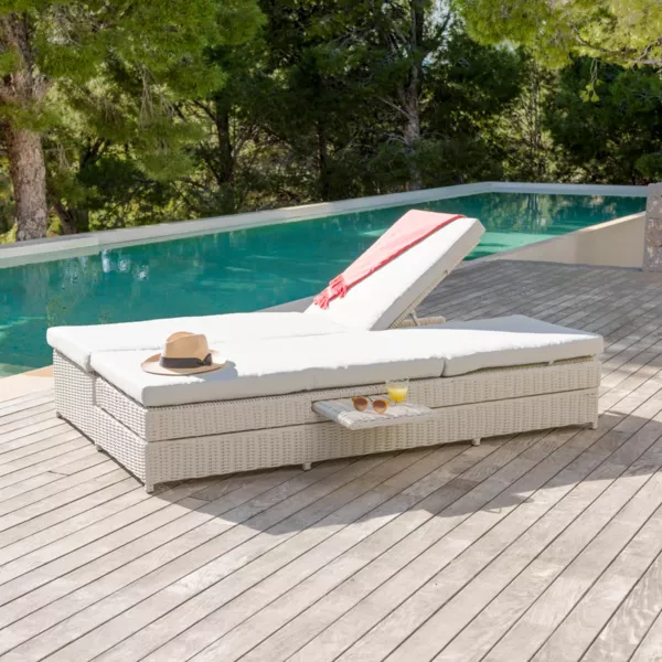 2 persoons ligbed / tuinbank Calvi - Wit/Licht grijs