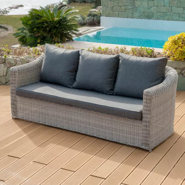 Sof� de jard�n de resina trenzada 3 plazas Calvi Gris y gris oscuro