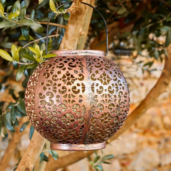 Lanterna da giardino solare LED (H17 cm) Palazzo Marrone rustico