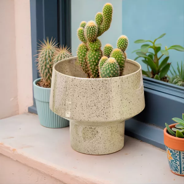 Cache-pot en m�tal (H16 cm) Terrazzo Beige