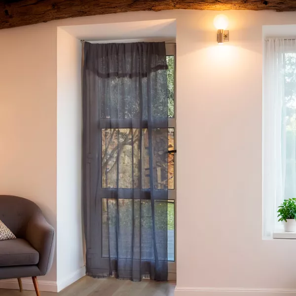 Cortina de puerta tejida (135 x 225 cm) Natural Gris granito