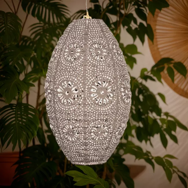 Suspension de jardin solaire (H38 cm) Lanterne ajour�e Marron clair