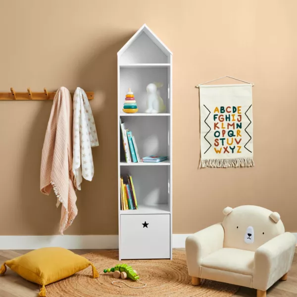 Etag�re enfant bois 4 niveaux (H154 cm) Stars Blanc