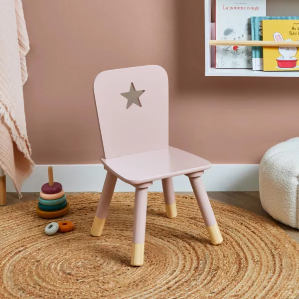 Houten kinderstoel (H50 cm) Sterren Roze