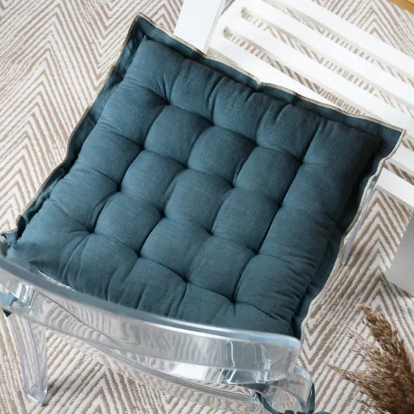 Coj�n de silla cuadrado de algod�n (38 x 38 cm) Helios Azul