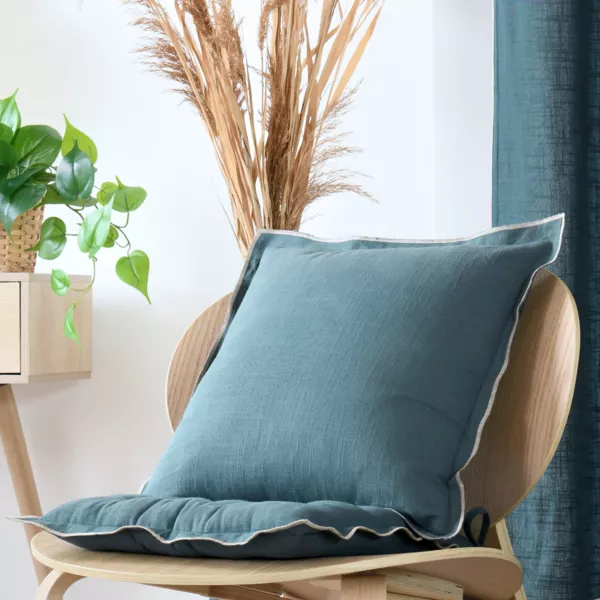 Coussin carr� coton (45 x 45 cm) Helios Bleu