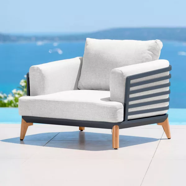 Poltrona da giardino in alluminio Monte Carlo Grigio antracite e grigio chiaro