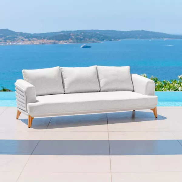 Sof� de jard�n de aluminio 3 plazas Monte Carlo Blanco y gris claro