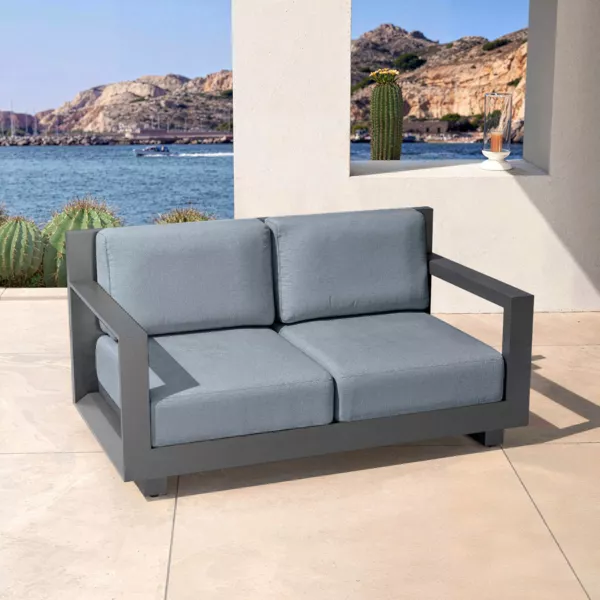 Divano da giardino in alluminio 2 posti Elba Grigio antracite