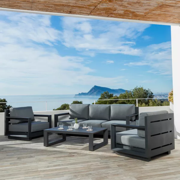 Lounge-Set Elba Anthrazitgrau/Grau - 4-teilig