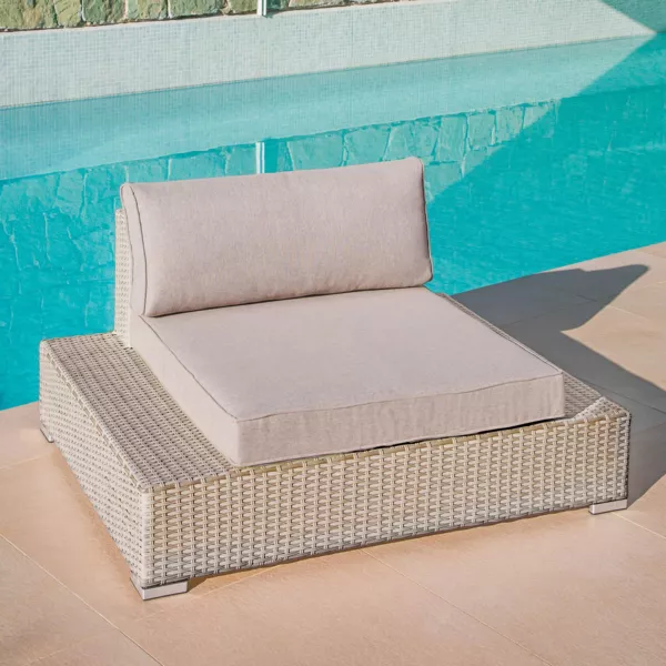 Gartensessel geflochtenes Polyrattan Palma Grau und Taupe