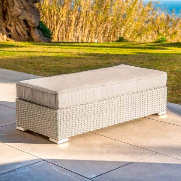 Banqueta de resina trenzada 2 plazas Palma Gris y topo