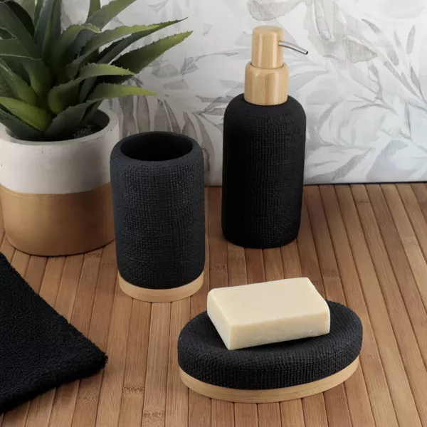 Set di accessori bagno Effetto Maille Nero