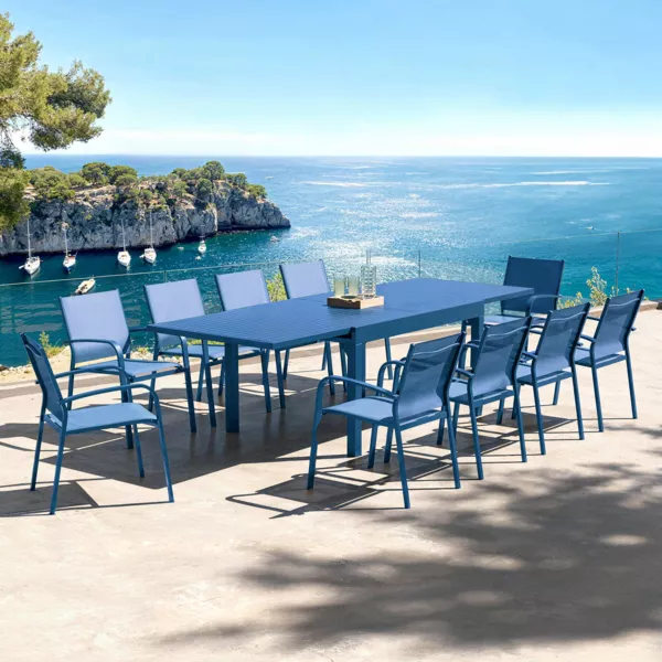 Gartentisch ausziehbar Aluminium Murano bis zu 10 Pers. (135/270 x 90 cm) Murano Blau