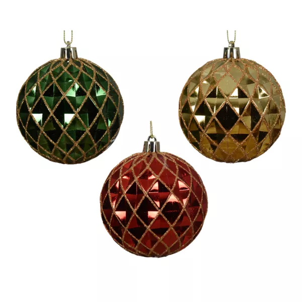 Set di 12 palline di Natale (D80 mm) Venezia di notte Multicolore con glitter oro