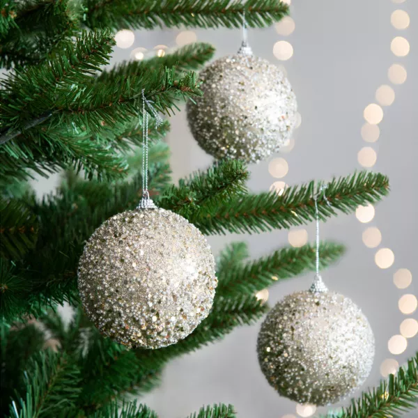 Set di 12 palline di Natale (D100 mm) Pioggia di diamanti Champagne