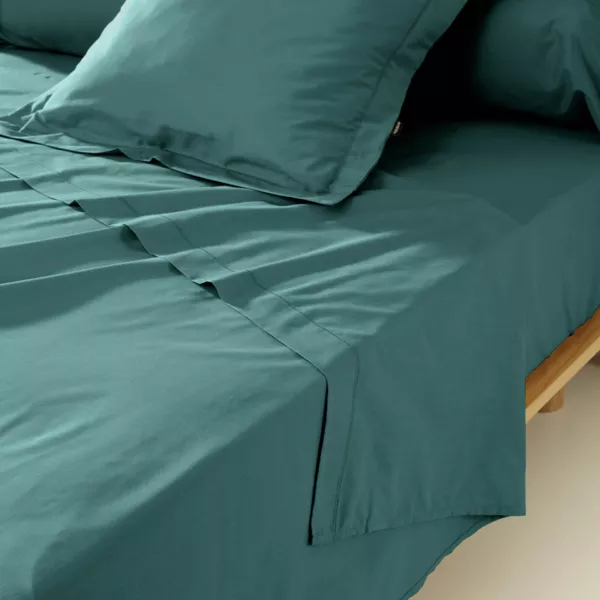 Fladt lagen i bomuldspercale (270 x 300 cm) Cali Bl�gr�n