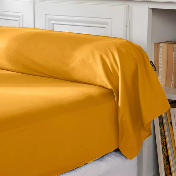 Funda para travesa�o de algod�n percal (L185 cm) Cali Amarillo mostaza