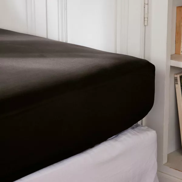 Drap housse percale de coton (140 x 200 cm) Cali Noir